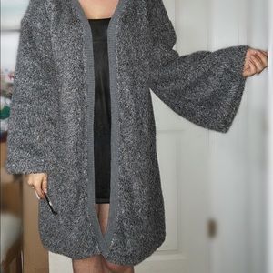 Faux fur bell sleeve cardigan NEW